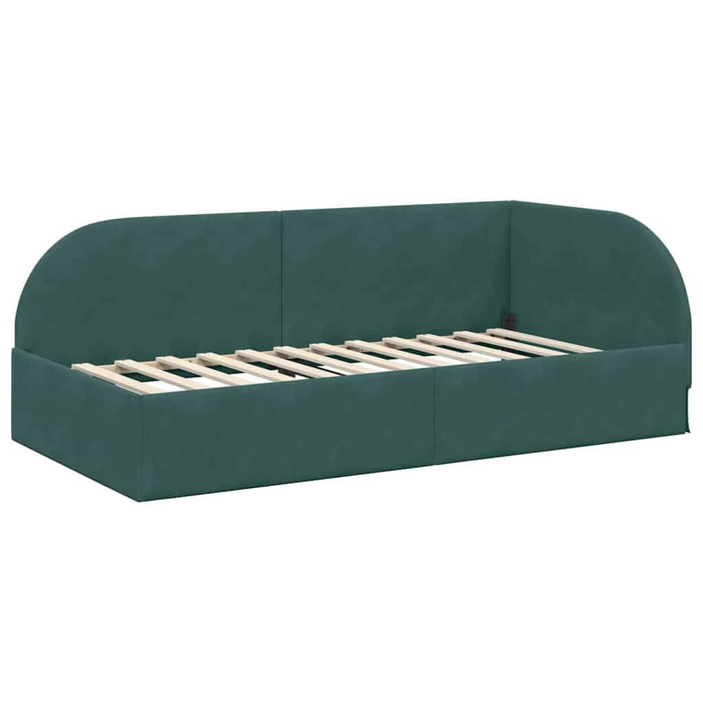 Cornice del letto ad angolo Verde Scuro 80 cm x 200 cm Velluto | homemem39
