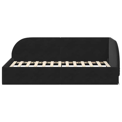 Cornice del letto ad angolo Nero 80 cm x 200 cm Velluto | homemem39