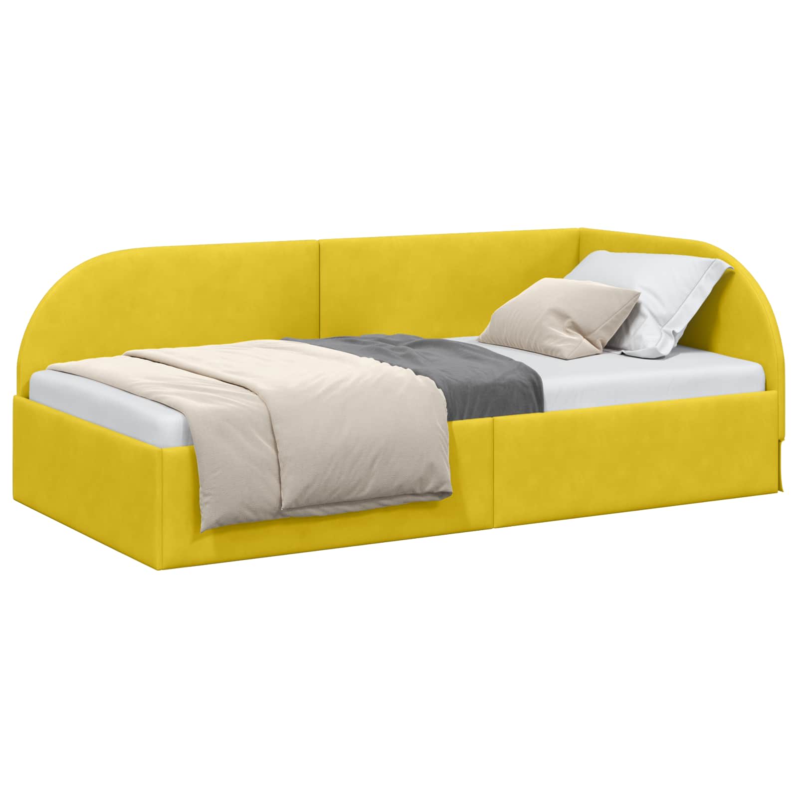 Cornice del letto ad angolo Giallo 80 cm x 200 cm Velluto | homemem39