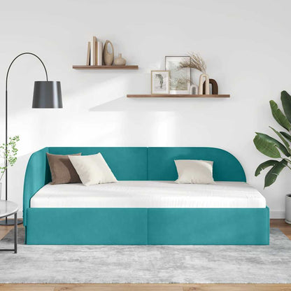 Cornice del letto ad angolo Turchese 80 cm x 200 cm Velluto | homemem39