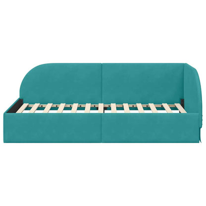Cornice del letto ad angolo Turchese 80 cm x 200 cm Velluto | homemem39