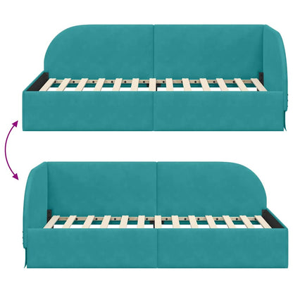 Cornice del letto ad angolo Turchese 80 cm x 200 cm Velluto | homemem39