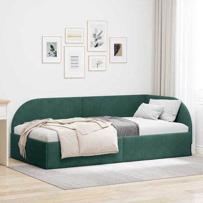 Cornice del letto ad angolo Verde Scuro 90 cm x 190 cm Velluto | homemem39