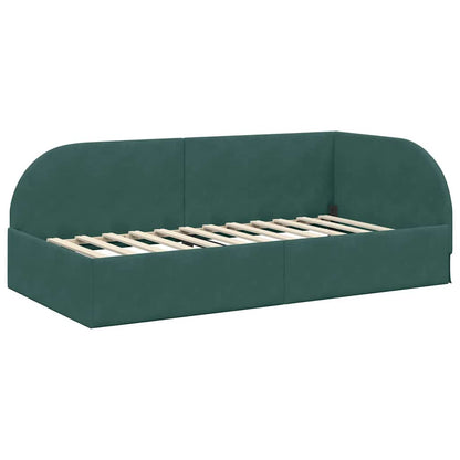 Cornice del letto ad angolo Verde Scuro 90 cm x 190 cm Velluto
