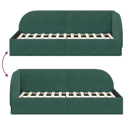 Cornice del letto ad angolo Verde Scuro 90 cm x 190 cm Velluto | homemem39