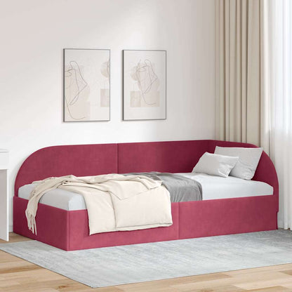 Cornice del letto ad angolo Rosso Vino 90 cm x 190 cm Velluto | homemem39
