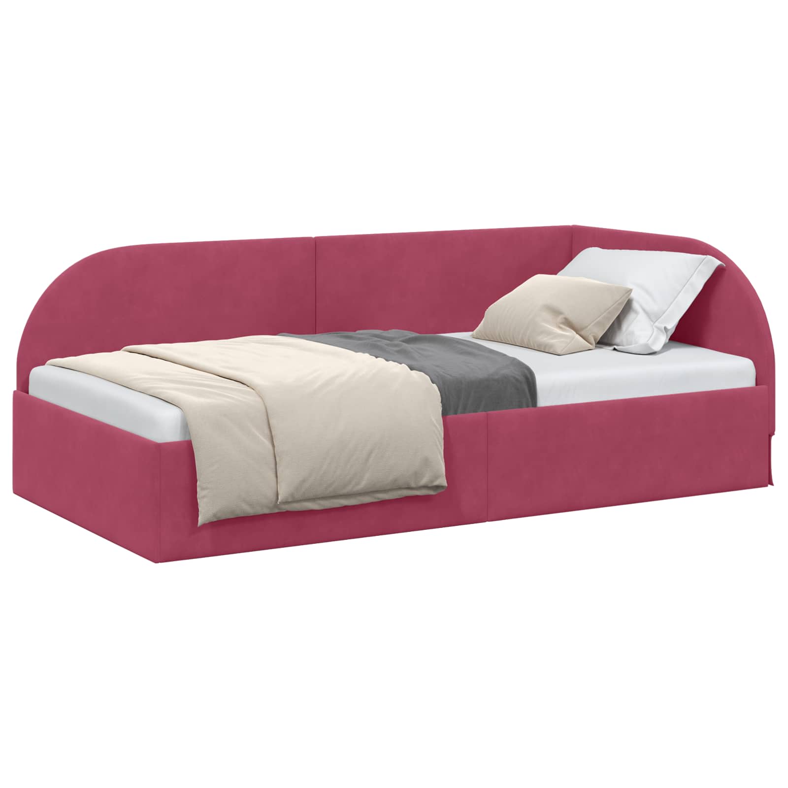Cornice del letto ad angolo Rosso Vino 90 cm x 190 cm Velluto | homemem39