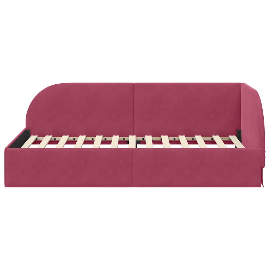 Cornice del letto ad angolo Rosso Vino 90 cm x 190 cm Velluto | homemem39