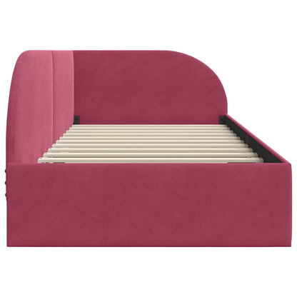 Cornice del letto ad angolo Rosso Vino 90 cm x 190 cm Velluto | homemem39