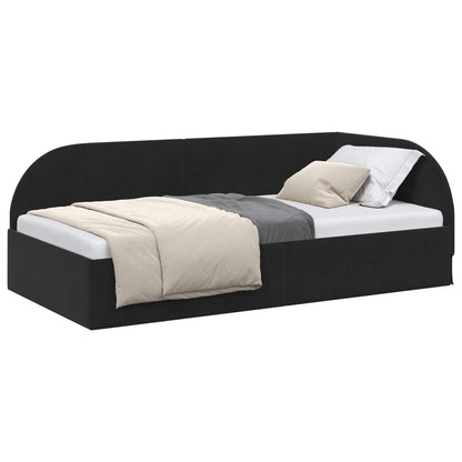 Cornice del letto ad angolo Nero 90 cm x 190 cm Velluto | homemem39