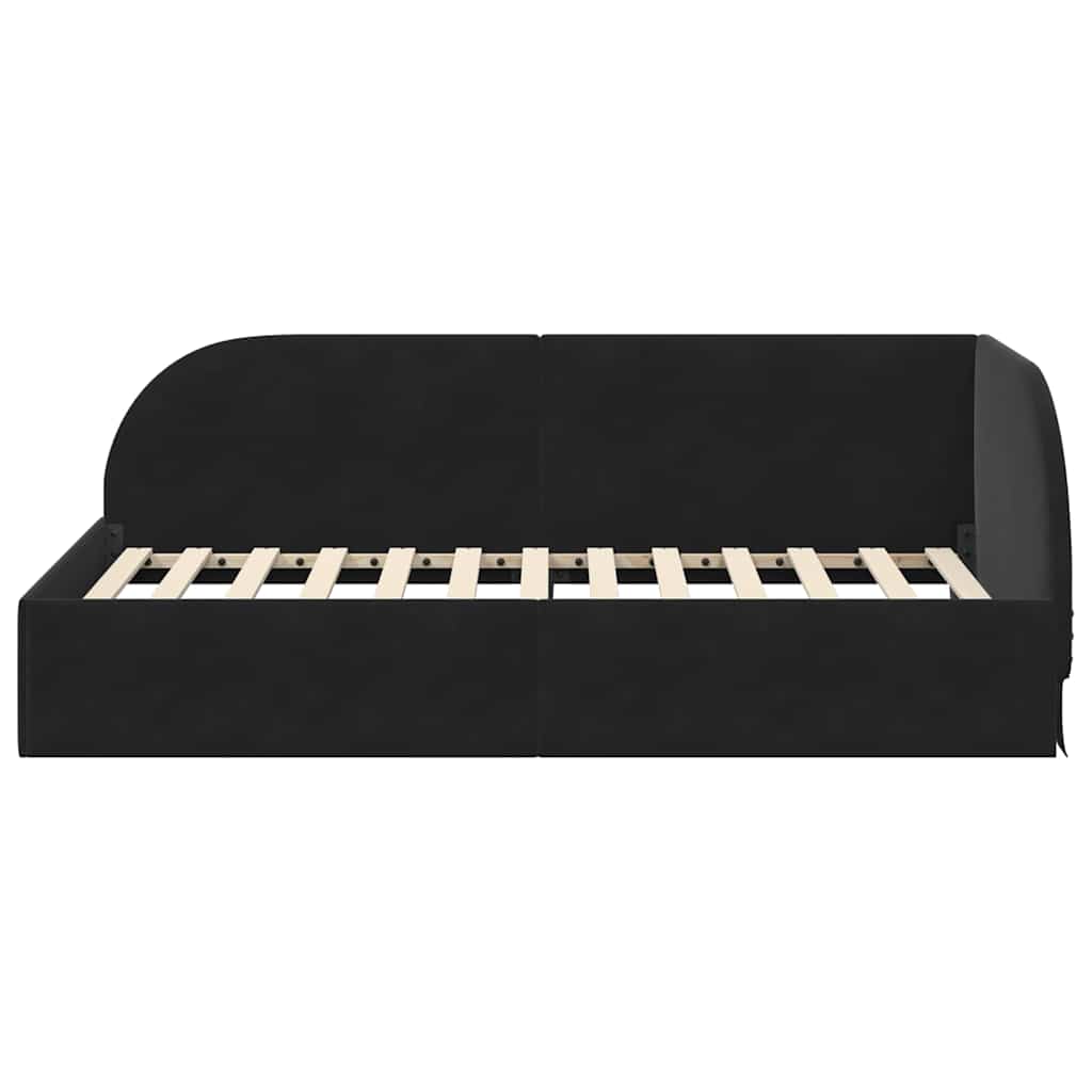 Cornice del letto ad angolo Nero 90 cm x 190 cm Velluto | homemem39