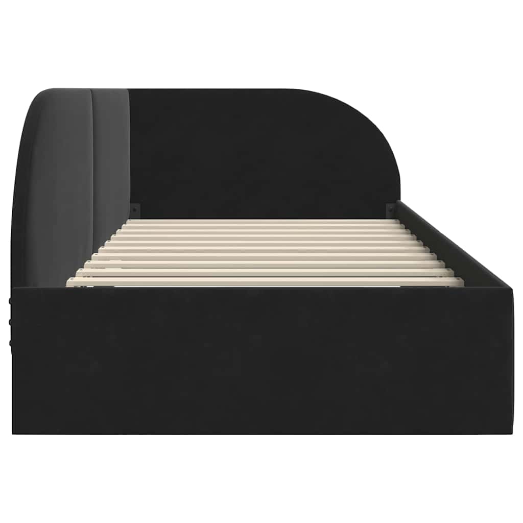 Cornice del letto ad angolo Nero 90 cm x 190 cm Velluto | homemem39