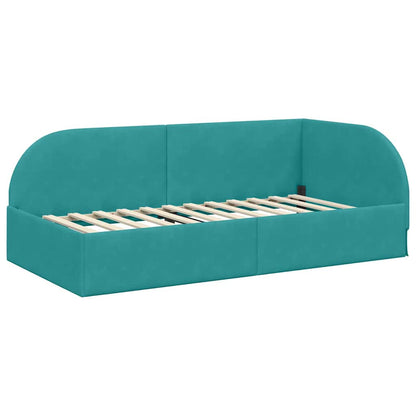 Cornice del letto ad angolo Turchese 90 cm x 190 cm Velluto | homemem39