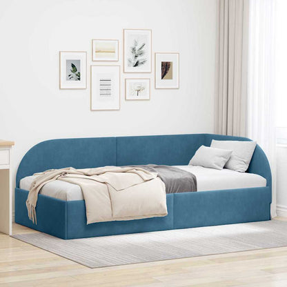 Cornice del letto ad angolo Blu 90 cm x 200 cm Velluto | homemem39