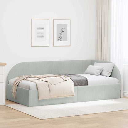 Cornice del letto ad angolo Grigio chiaro 90 cm x 200 cm | homemem39