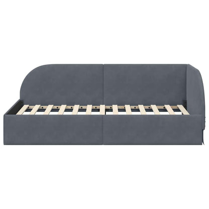 Cornice del letto ad angolo Grigio scuro 90 cm x 200 cm Velluto | homemem39