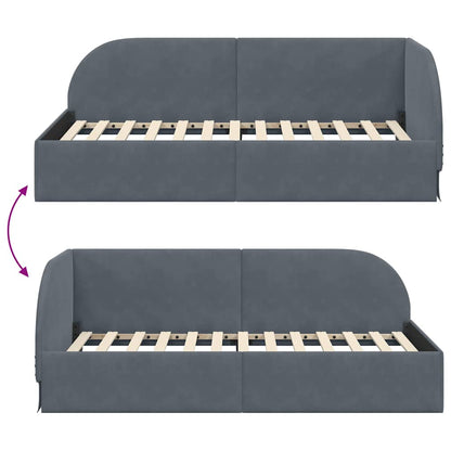 Cornice del letto ad angolo Grigio scuro 90 cm x 200 cm Velluto | homemem39