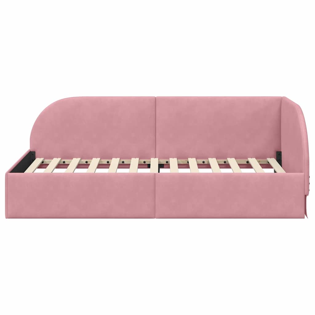 Cornice del letto ad angolo Rosa 90 cm x 200 cm Velluto | homemem39