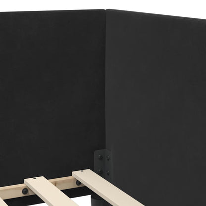 Cornice del letto ad angolo Nero 90 cm x 200 cm Velluto | homemem39