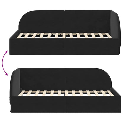 Cornice del letto ad angolo Nero 90 cm x 200 cm Velluto | homemem39