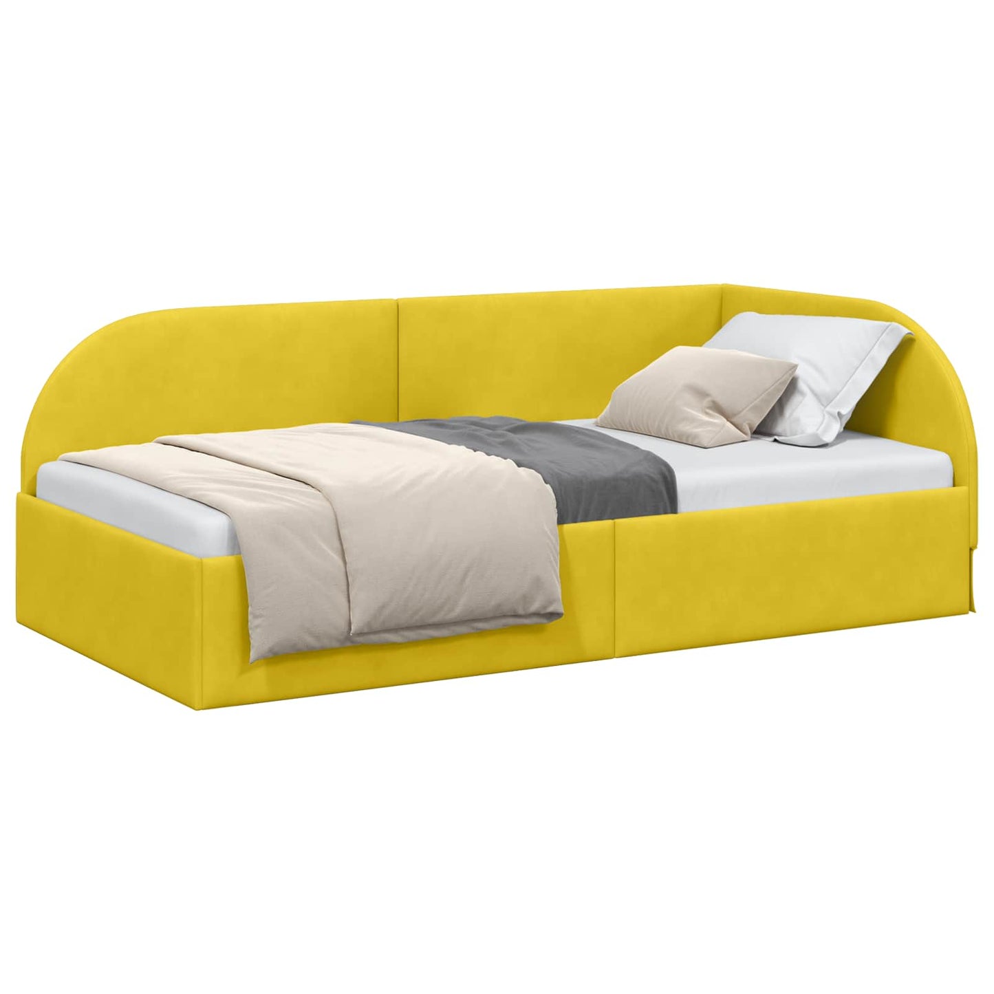 Cornice del letto ad angolo Giallo 90 cm x 200 cm Velluto | homemem39