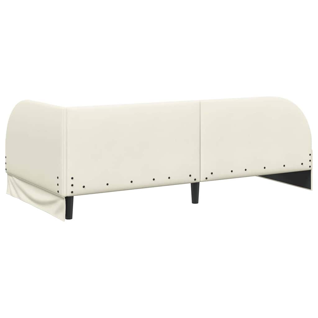 Cornice del letto ad angolo Crema 90 cm x 200 cm Velluto | homemem39