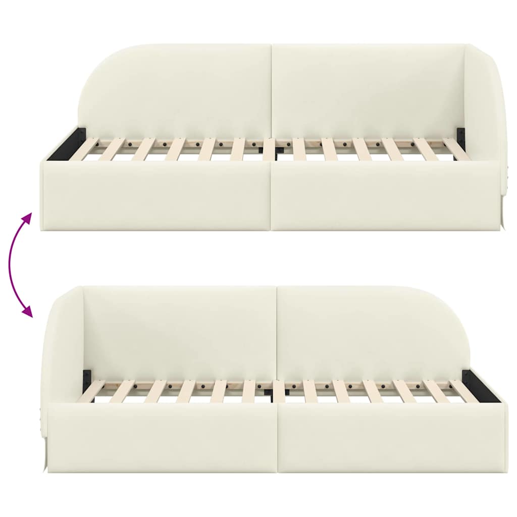 Cornice del letto ad angolo Crema 90 cm x 200 cm Velluto | homemem39