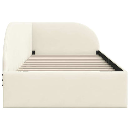 Cornice del letto ad angolo Crema 90 cm x 200 cm Velluto | homemem39