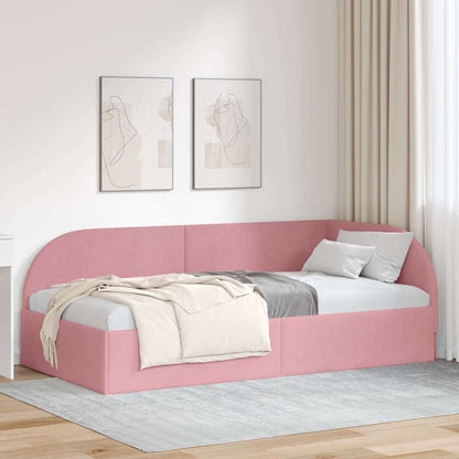 Cornice del letto ad angolo Rosa 100 cm x 200 cm Velluto