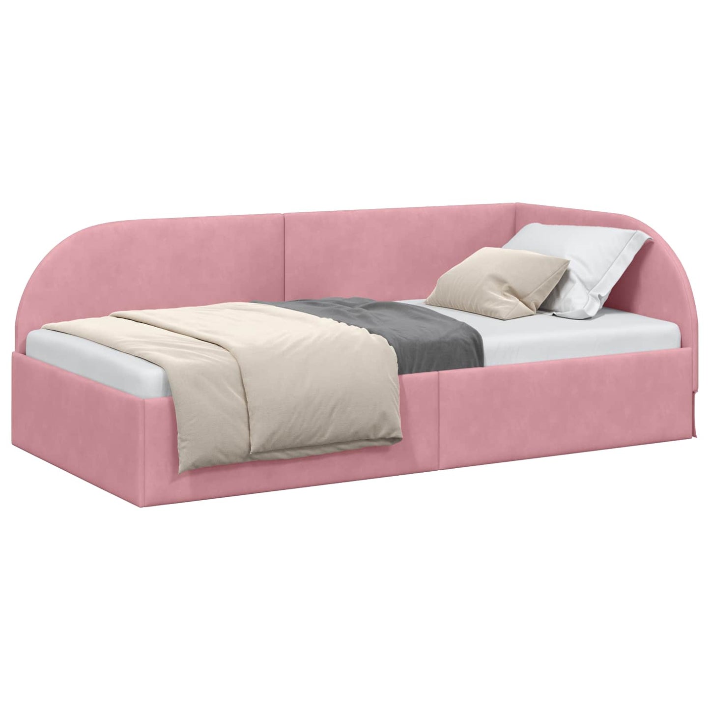 Cornice del letto ad angolo Rosa 100 cm x 200 cm Velluto