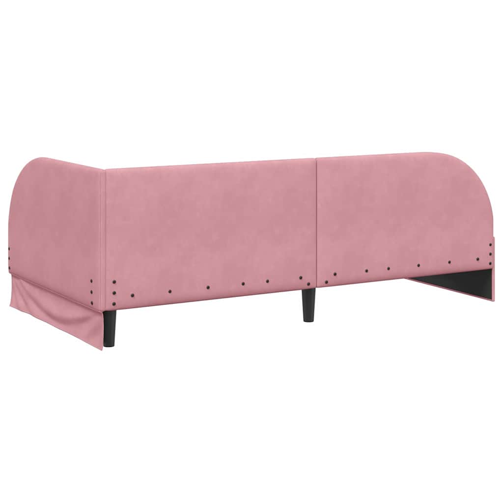 Cornice del letto ad angolo Rosa 100 cm x 200 cm Velluto