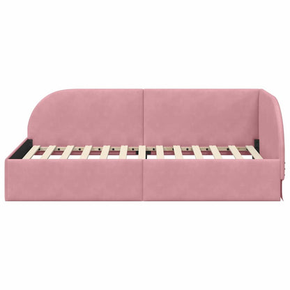 Cornice del letto ad angolo Rosa 100 cm x 200 cm Velluto