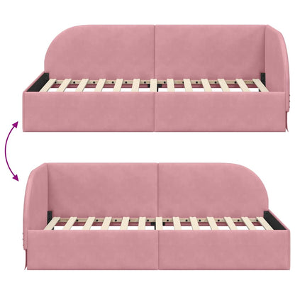 Cornice del letto ad angolo Rosa 100 cm x 200 cm Velluto