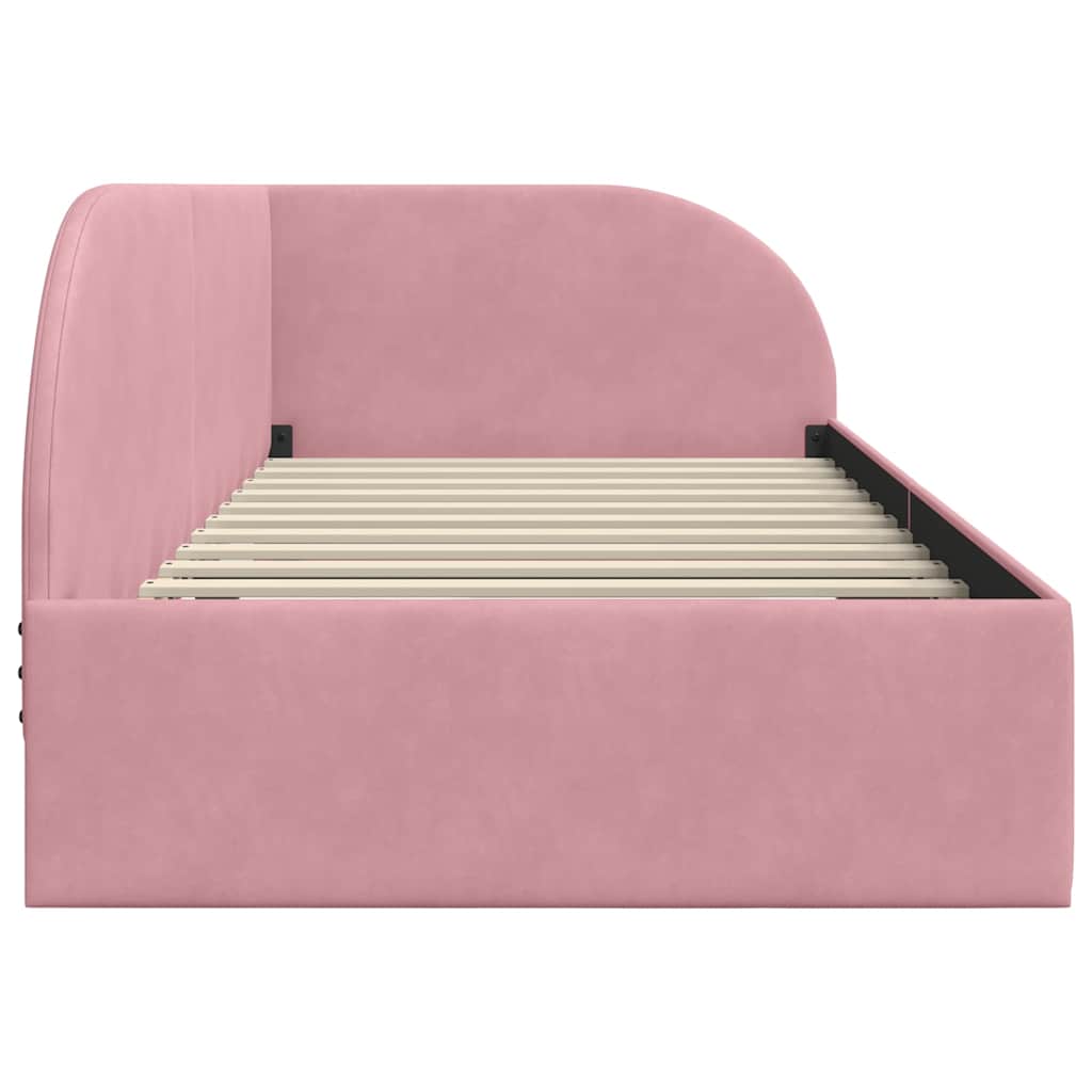 Cornice del letto ad angolo Rosa 100 cm x 200 cm Velluto