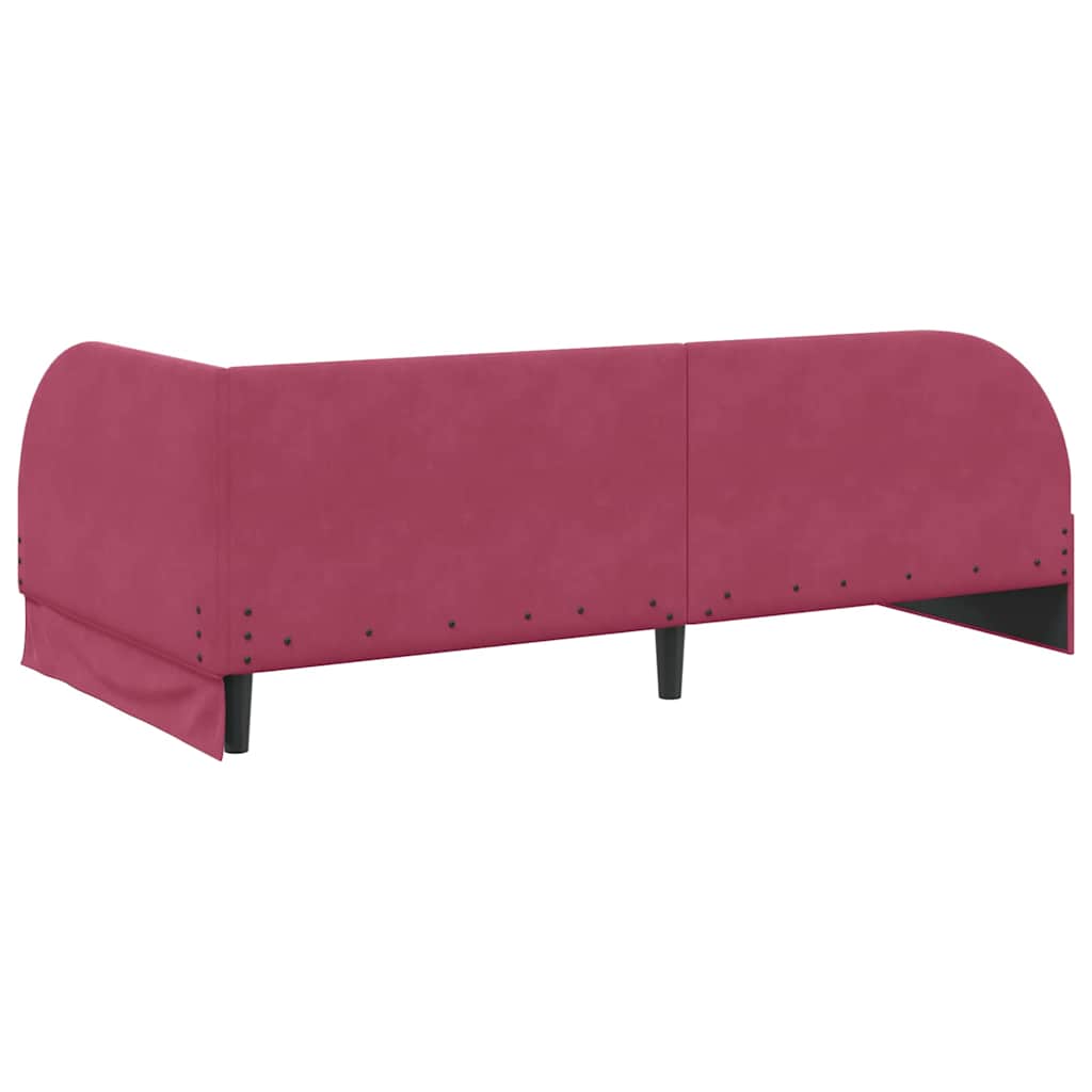 Cornice del letto ad angolo Rosso Vino 100 cm x 200 cm Velluto