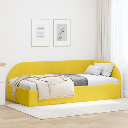 Cornice del letto ad angolo Giallo 100 cm x 200 cm Velluto