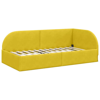 Cornice del letto ad angolo Giallo 100 cm x 200 cm Velluto