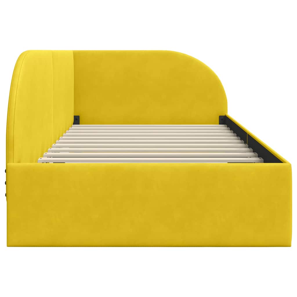 Cornice del letto ad angolo Giallo 100 cm x 200 cm Velluto
