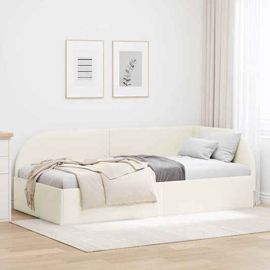 Cornice del letto ad angolo Crema 100 cm x 200 cm Velluto | homemem39