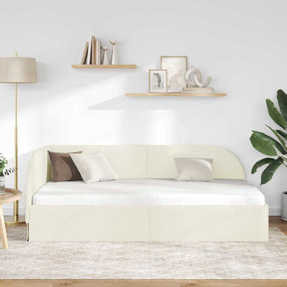 Cornice del letto ad angolo Crema 100 cm x 200 cm Velluto | homemem39