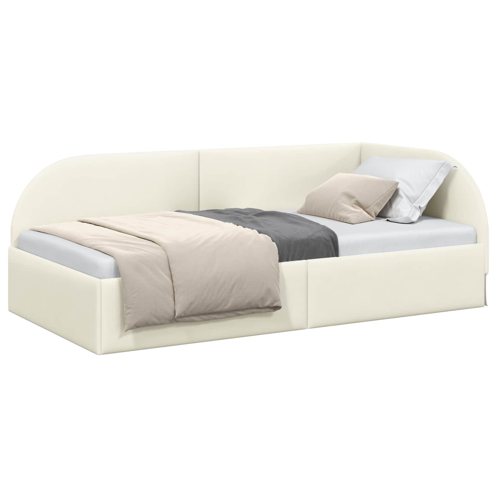 Cornice del letto ad angolo Crema 100 cm x 200 cm Velluto | homemem39