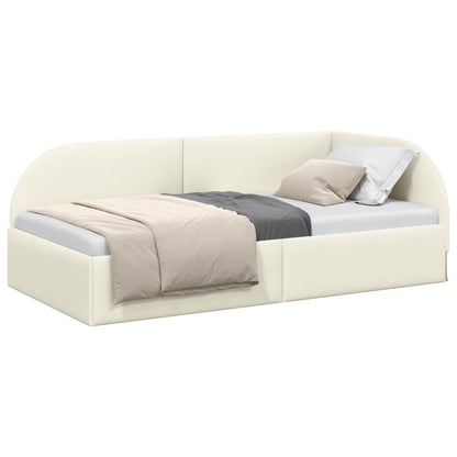 Cornice del letto ad angolo Crema 100 cm x 200 cm Velluto | homemem39
