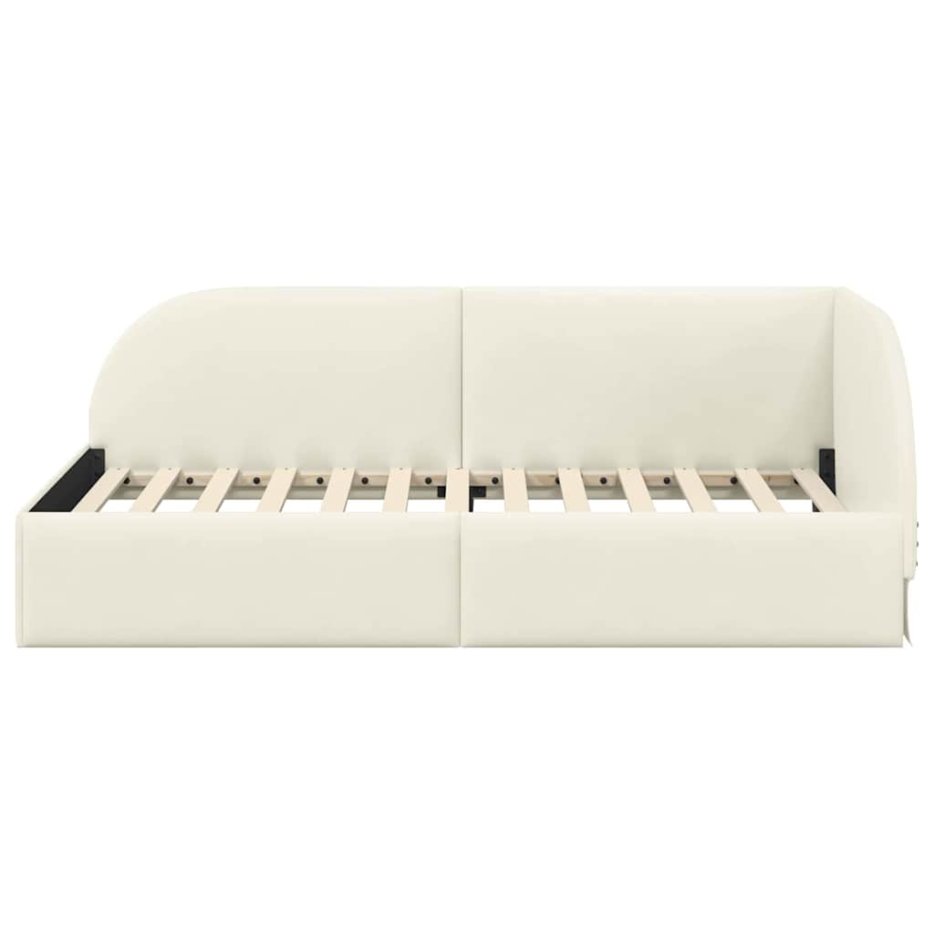 Cornice del letto ad angolo Crema 100 cm x 200 cm Velluto | homemem39