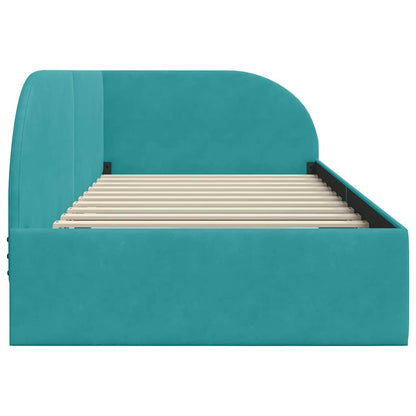 Cornice del letto ad angolo Turchese 100 cm x 200 cm Velluto | homemem39