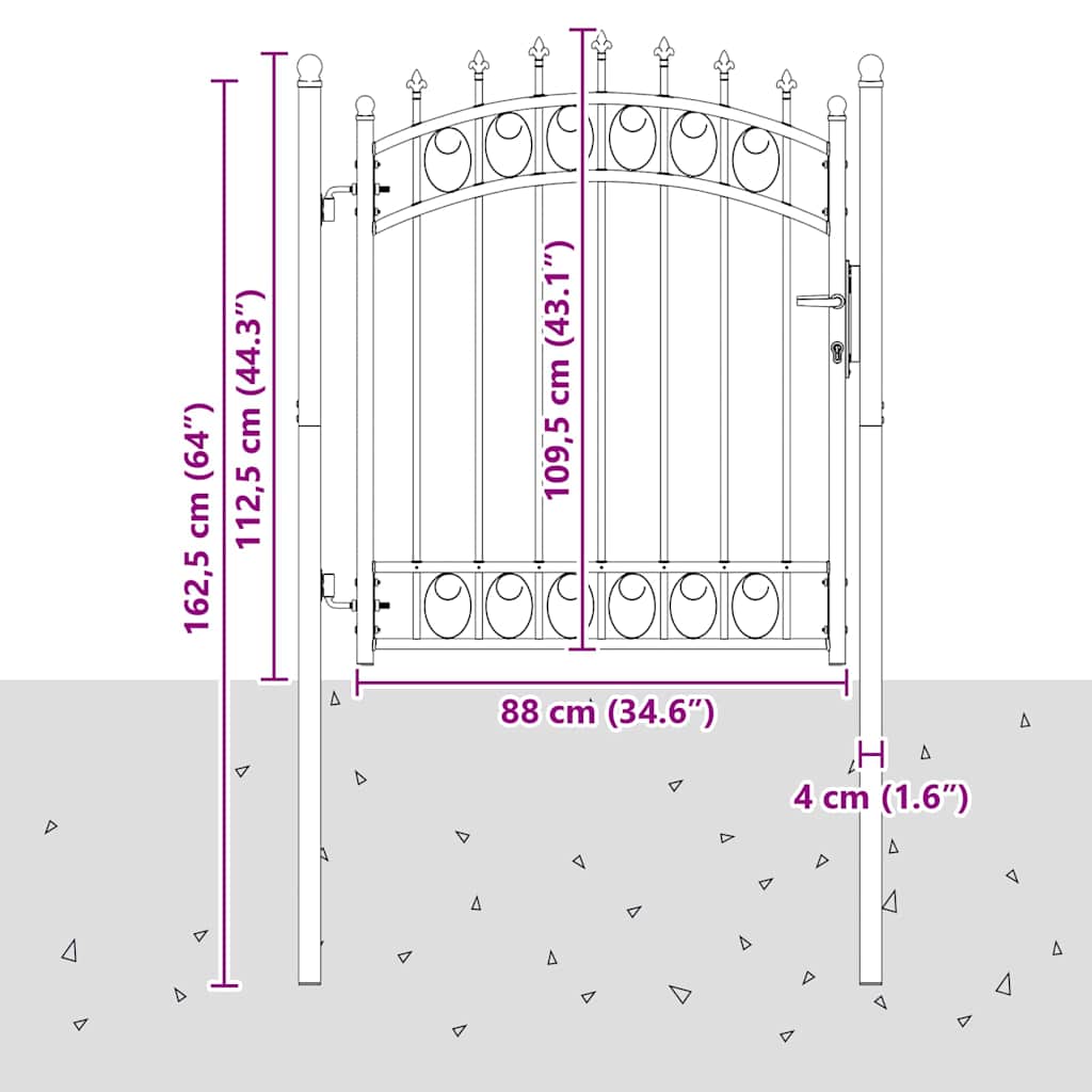 Cancello della recinzione con punte Grigio 125 x 100 cm