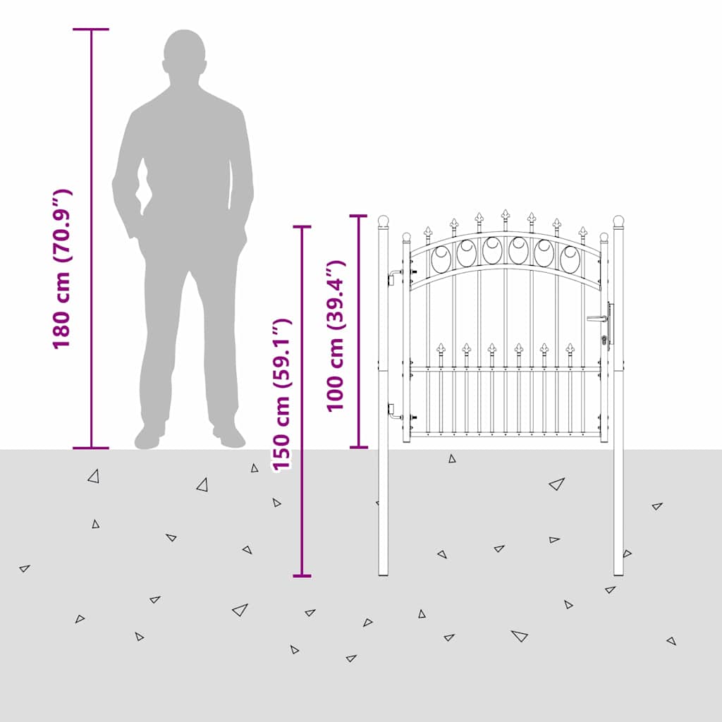 Cancello della recinzione con punte Grigio 100 x 100 cm