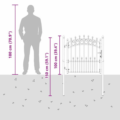 Cancello della recinzione con punte Grigio 100 x 100 cm
