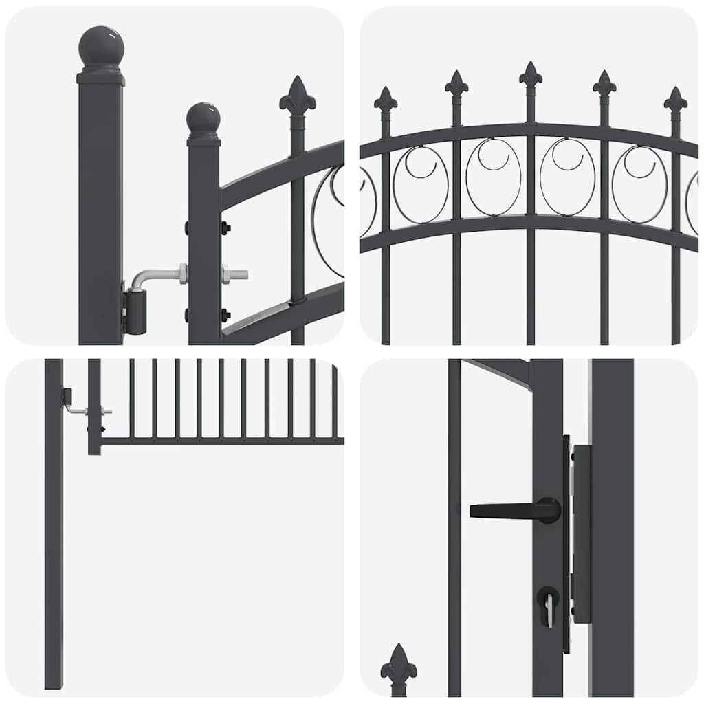 Cancello della recinzione con punte Grigio 125 x 100 cm