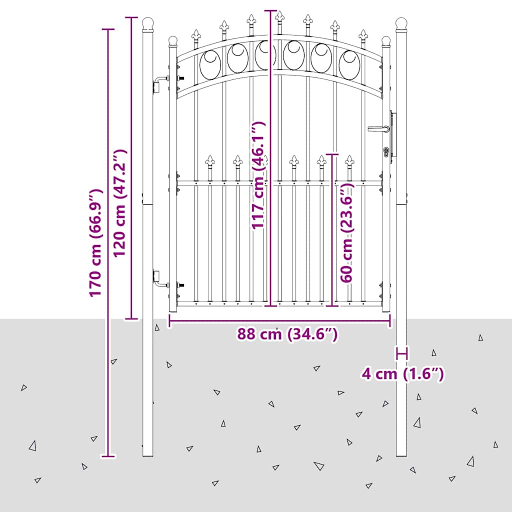 Cancello della recinzione con punte EMMEN 150 x 100 cm | homemem39