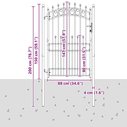 Cancello della recinzione con punte EMMEN 200 x 100 cm | homemem39